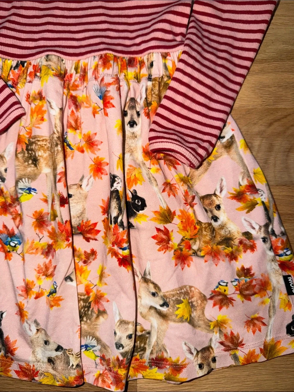 Molo Organic mixed fabric Pink/Red Striped Long-Sleeve Dress Girls sz 110/116